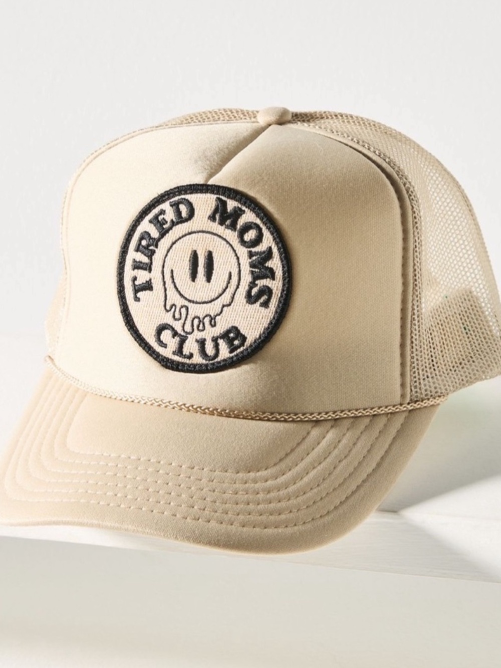 Anthropologie Tan Tired Moms Club Trucker Hat